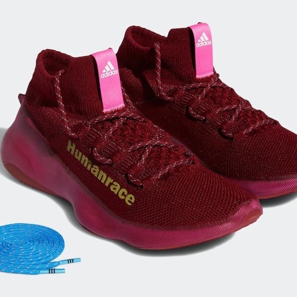 2021 Pharrell x adidas Humanrace Sichona “Burgundy” Sneakers- new